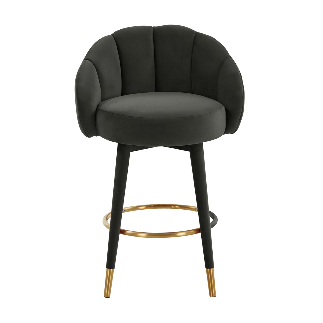 TOV Furniture Myla Black Swivel Counter Stool OTTOMANS, POUFS, + STOOLS