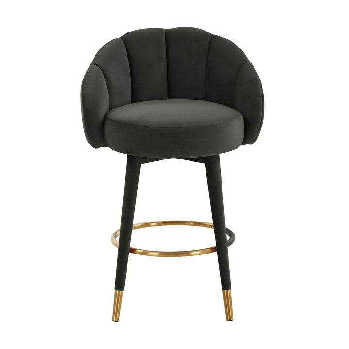 TOV Furniture Myla Black Swivel Counter Stool OTTOMANS, POUFS, + STOOLS