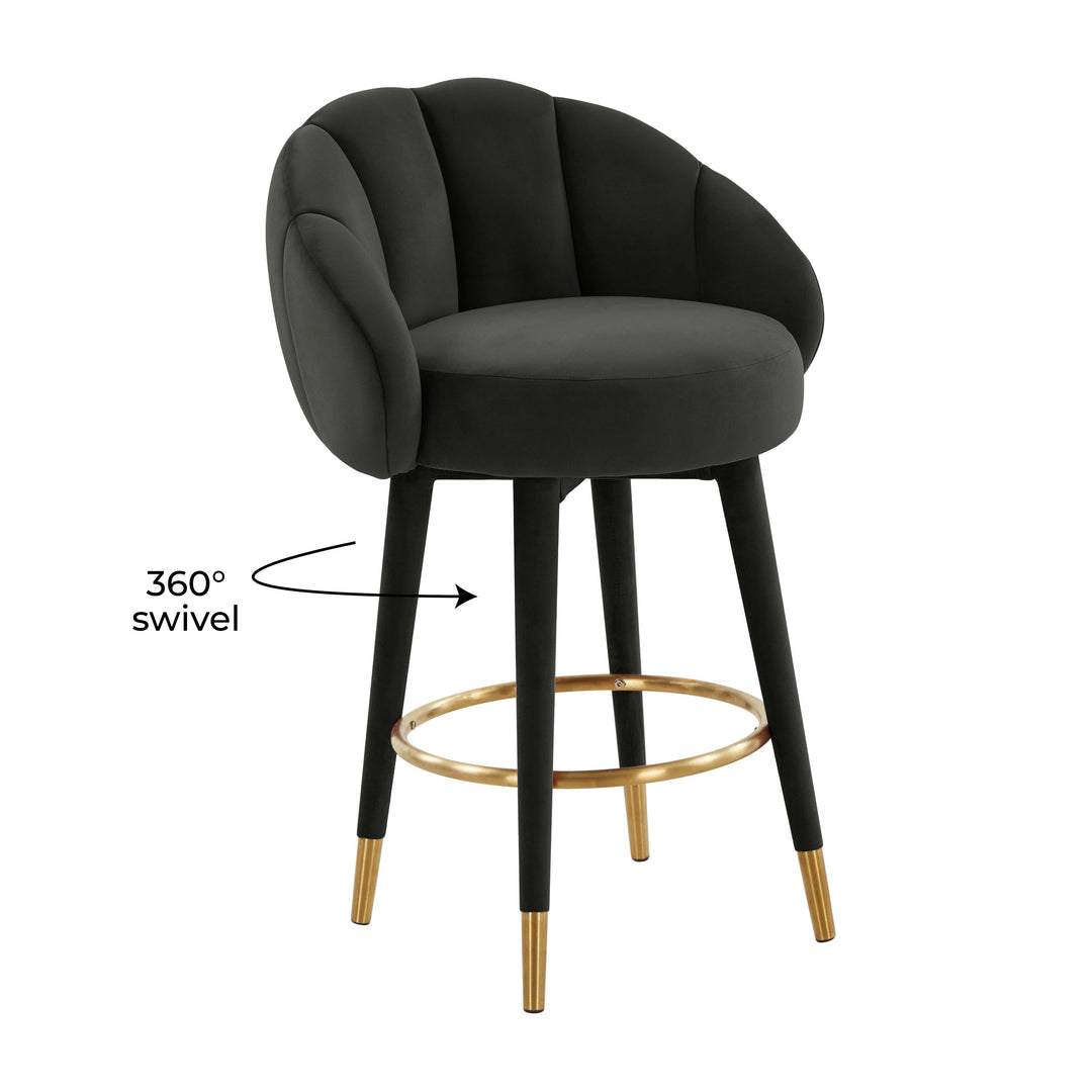 TOV Furniture Myla Black Swivel Counter Stool OTTOMANS, POUFS, + STOOLS