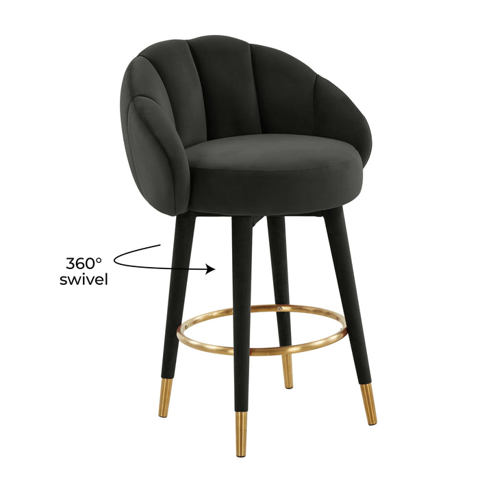 TOV Furniture Myla Black Swivel Counter Stool OTTOMANS, POUFS, + STOOLS