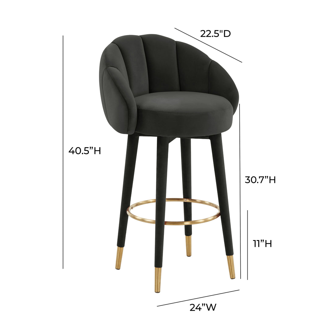 TOV Furniture Myla Black Swivel Bar Stool OTTOMANS, POUFS, + STOOLS