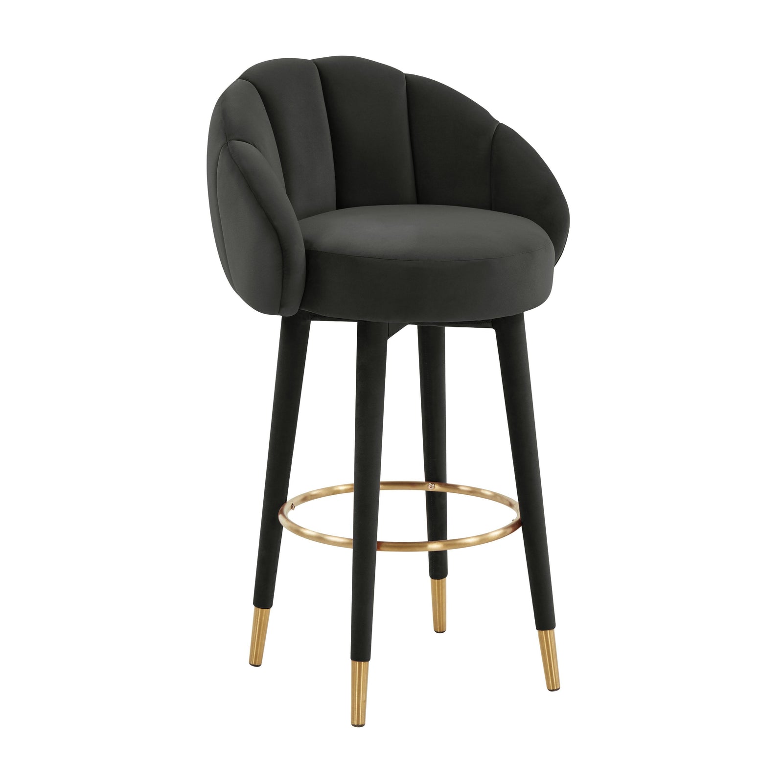 TOV Furniture Myla Black Swivel Bar Stool OTTOMANS, POUFS, + STOOLS