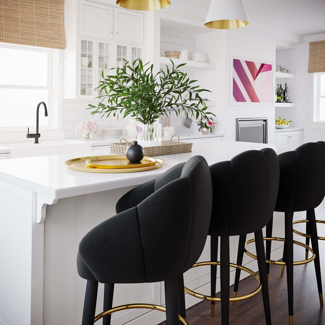 TOV Furniture Myla Black Swivel Bar Stool OTTOMANS, POUFS, + STOOLS