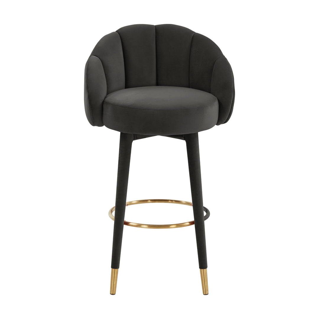 TOV Furniture Myla Black Swivel Bar Stool OTTOMANS, POUFS, + STOOLS