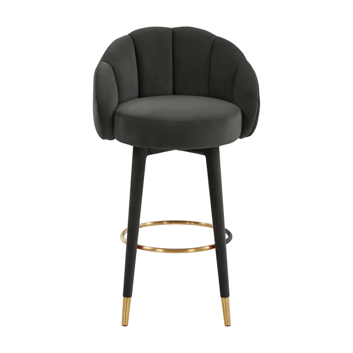 TOV Furniture Myla Black Swivel Bar Stool OTTOMANS, POUFS, + STOOLS