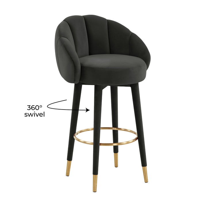 TOV Furniture Myla Black Swivel Bar Stool OTTOMANS, POUFS, + STOOLS