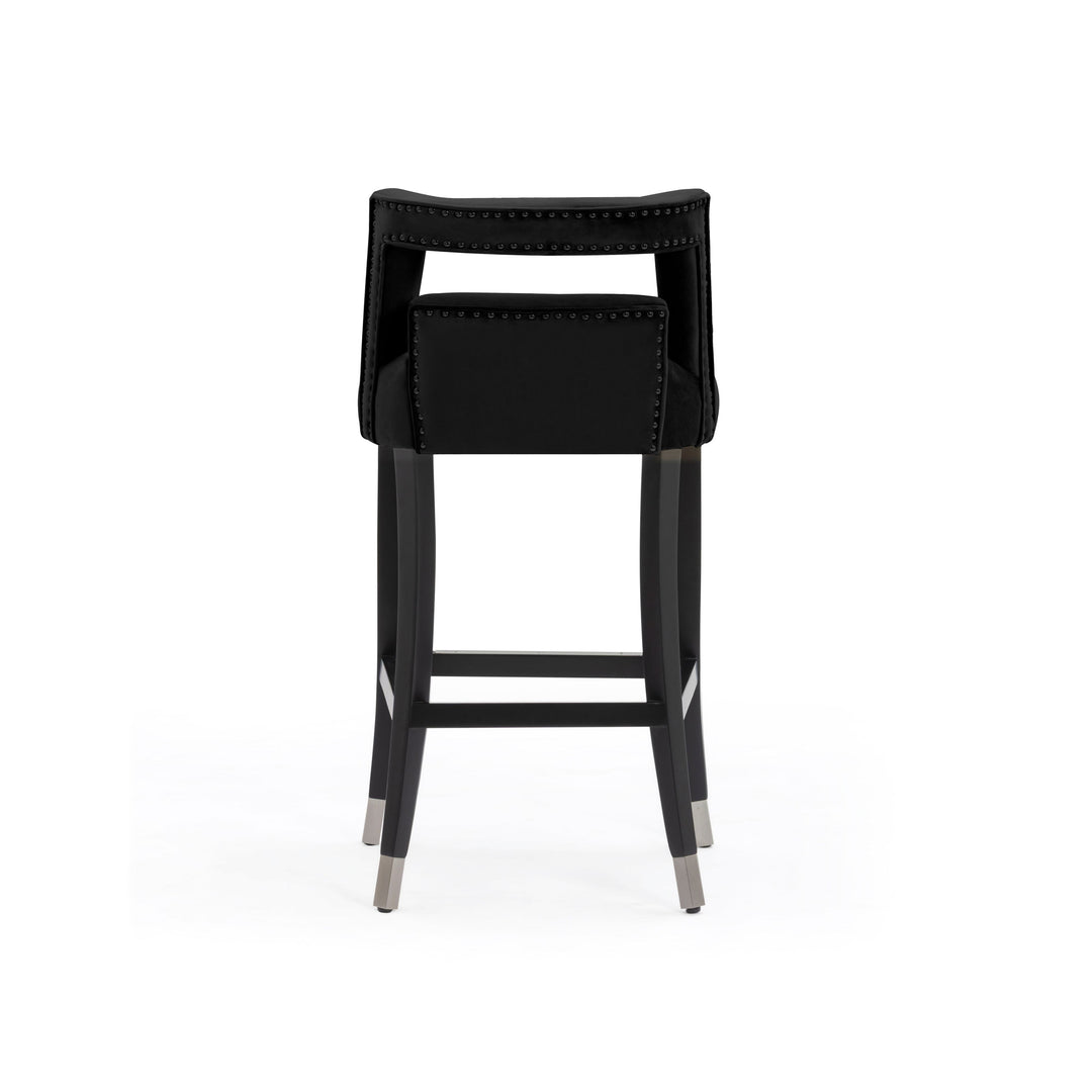 TOV Furniture Hart Black Velvet Bar Stool OTTOMANS, POUFS, + STOOLS