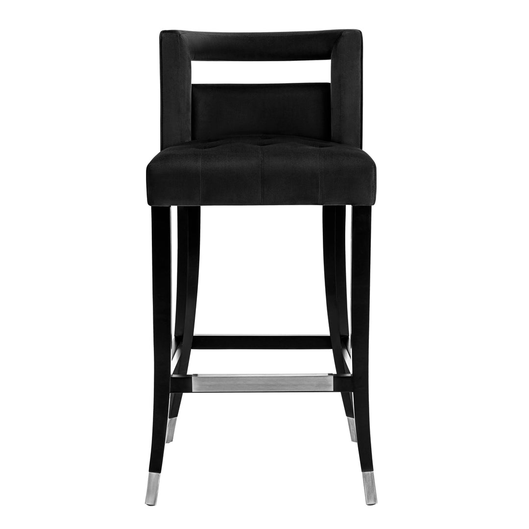 TOV Furniture Hart Black Velvet Counter Stool OTTOMANS, POUFS, + STOOLS