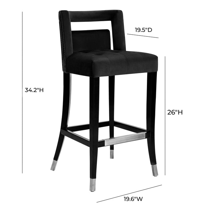 TOV Furniture Hart Black Velvet Counter Stool OTTOMANS, POUFS, + STOOLS