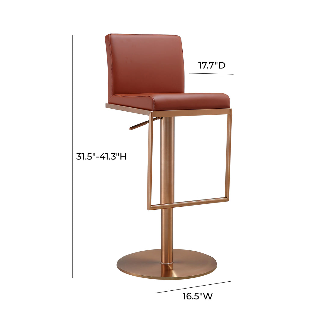 American Home Furniture | TOV Furniture - Sentinel Saddle Brown and Rose Gold Adjustable Stool