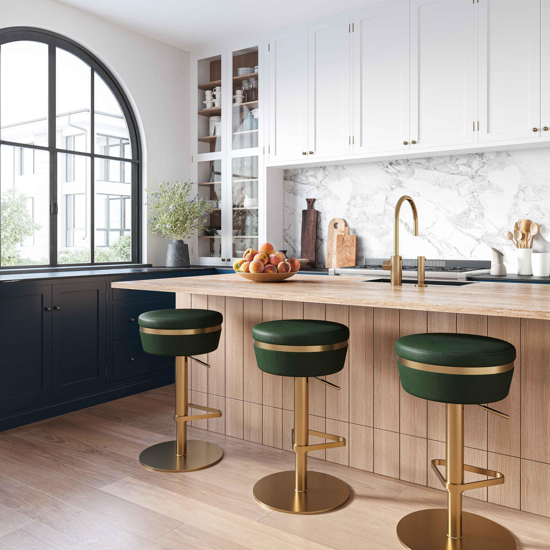TOV Furniture Astro Malachite Green and Gold Adjustable Stool OTTOMANS, POUFS, + STOOLS