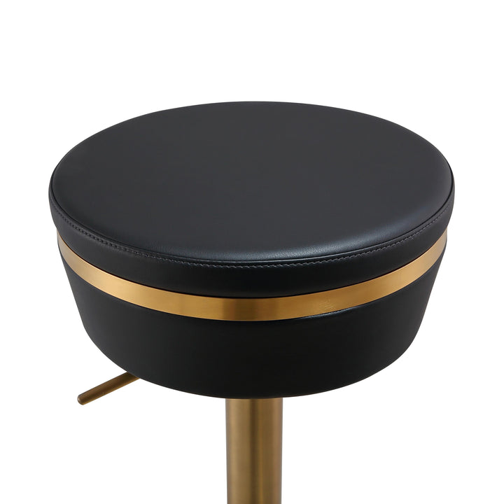 TOV Furniture Astro Black and Gold Adjustable Stool OTTOMANS, POUFS, + STOOLS