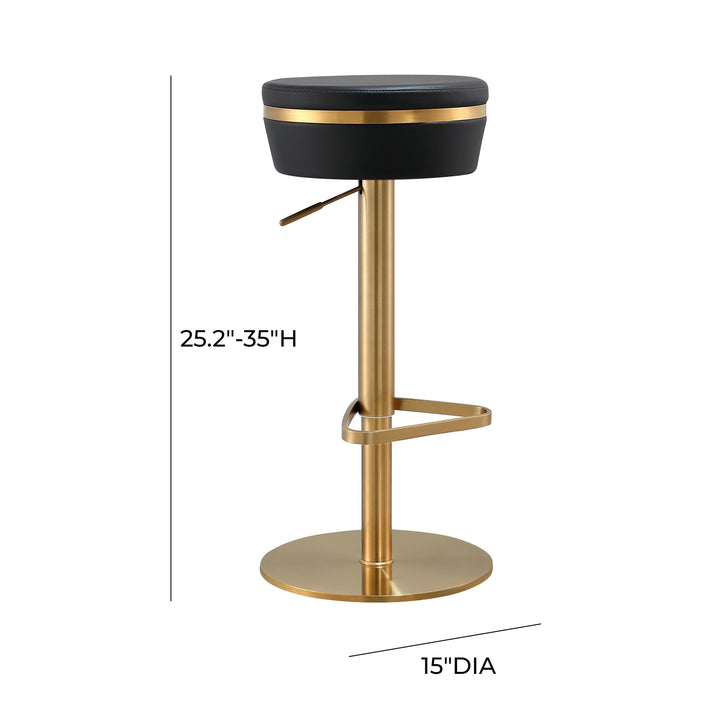 TOV Furniture Astro Black and Gold Adjustable Stool OTTOMANS, POUFS, + STOOLS