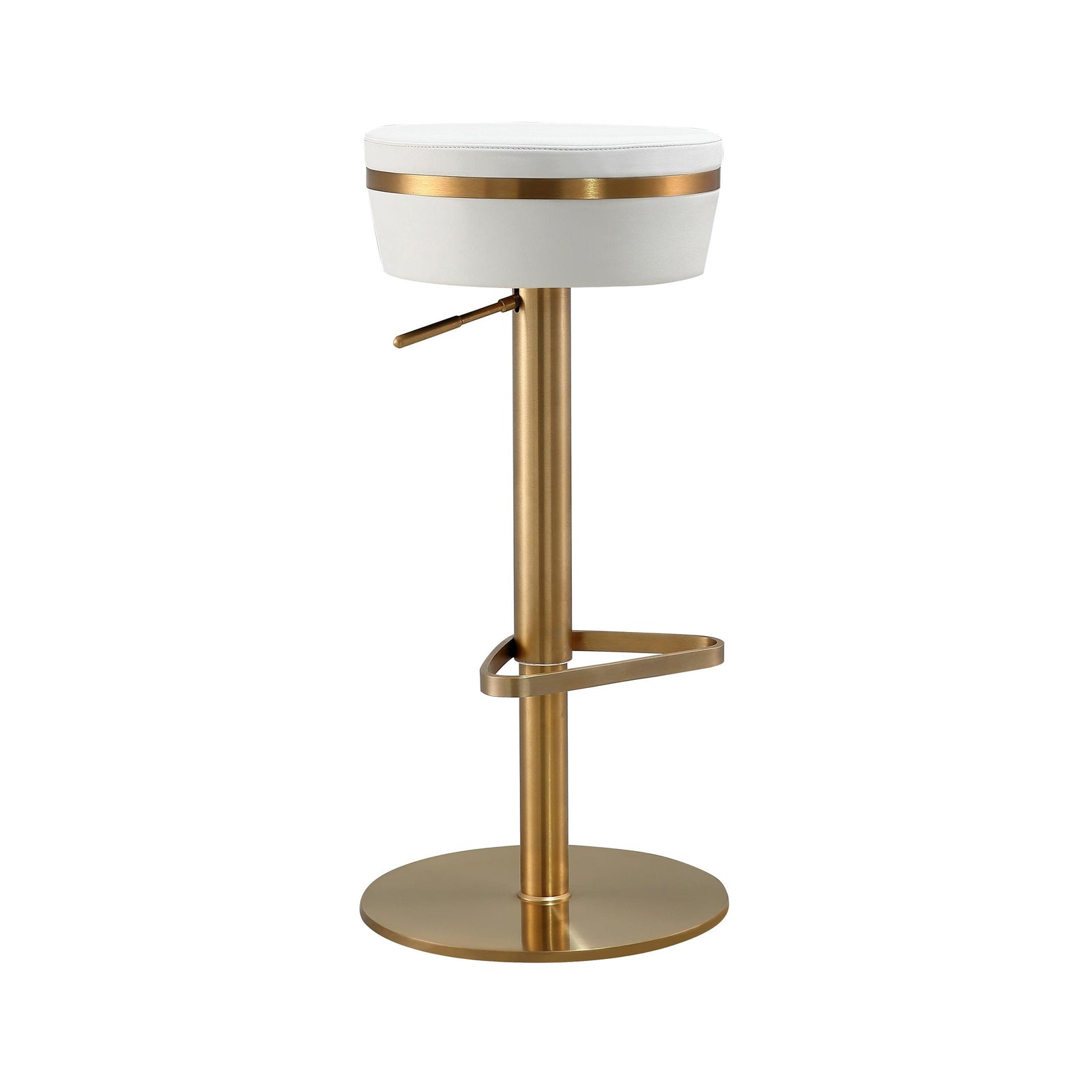 TOV Furniture Astro White and Gold Adjustable Stool OTTOMANS, POUFS, + STOOLS