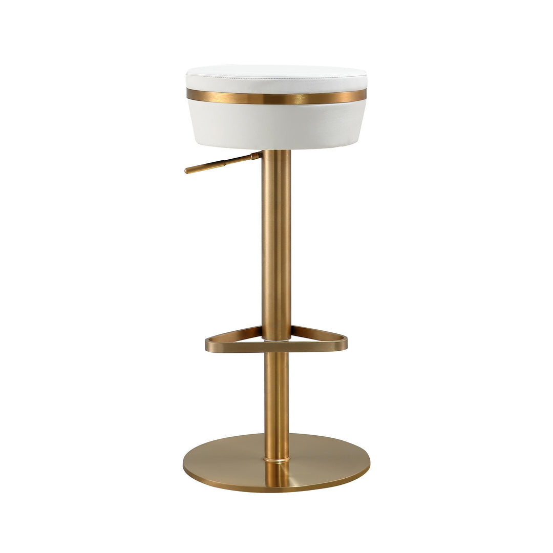American Home Furniture | TOV Furniture - Astro White and Gold Adjustable Stool