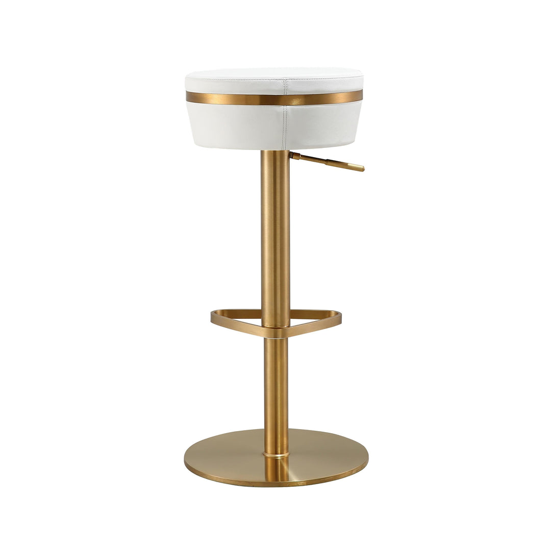 TOV Furniture Astro White and Gold Adjustable Stool OTTOMANS, POUFS, + STOOLS