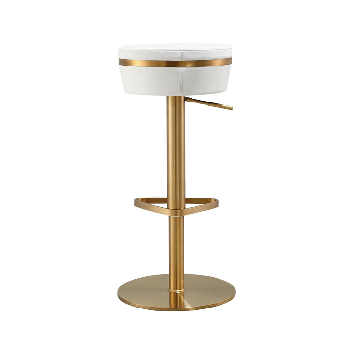 TOV Furniture Astro White and Gold Adjustable Stool OTTOMANS, POUFS, + STOOLS