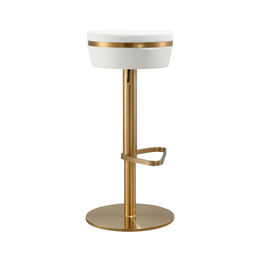 TOV Furniture Astro White and Gold Adjustable Stool OTTOMANS, POUFS, + STOOLS