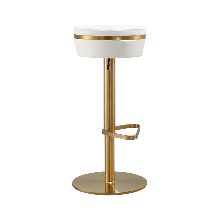 TOV Furniture Astro White and Gold Adjustable Stool OTTOMANS, POUFS, + STOOLS