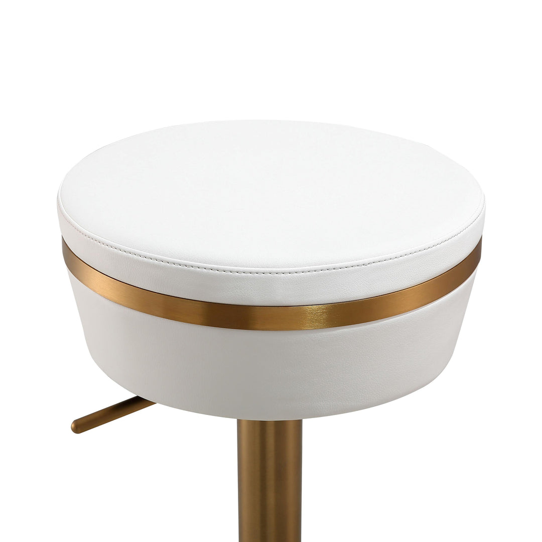 American Home Furniture | TOV Furniture - Astro White and Gold Adjustable Stool