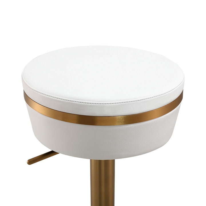 TOV Furniture Astro White and Gold Adjustable Stool OTTOMANS, POUFS, + STOOLS