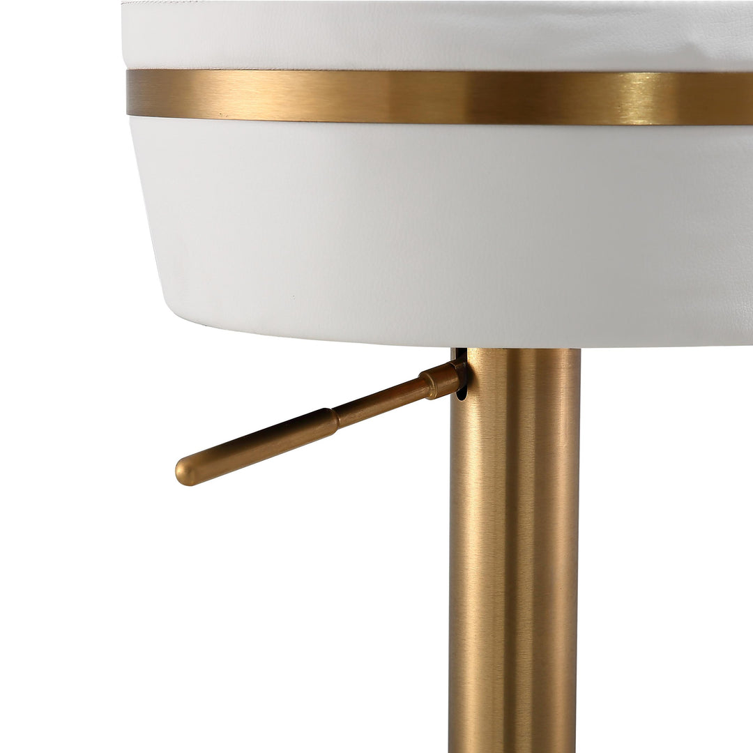 TOV Furniture Astro White and Gold Adjustable Stool OTTOMANS, POUFS, + STOOLS