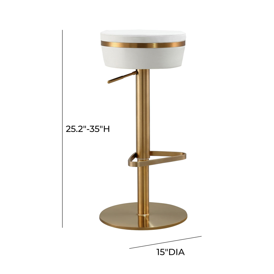 TOV Furniture Astro White and Gold Adjustable Stool OTTOMANS, POUFS, + STOOLS