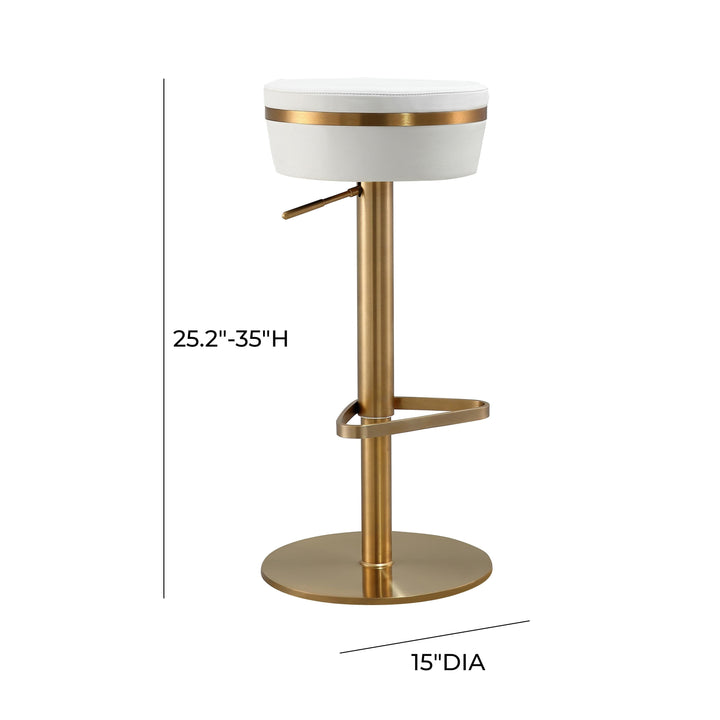 TOV Furniture Astro White and Gold Adjustable Stool OTTOMANS, POUFS, + STOOLS