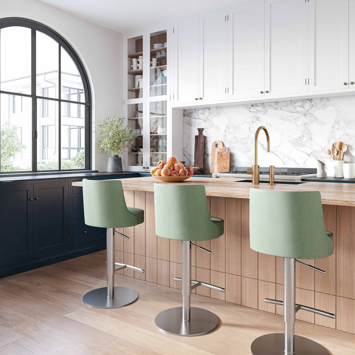 TOV Furniture Reagan Sea Foam Green and Silver Adjustable Stool OTTOMANS, POUFS, + STOOLS