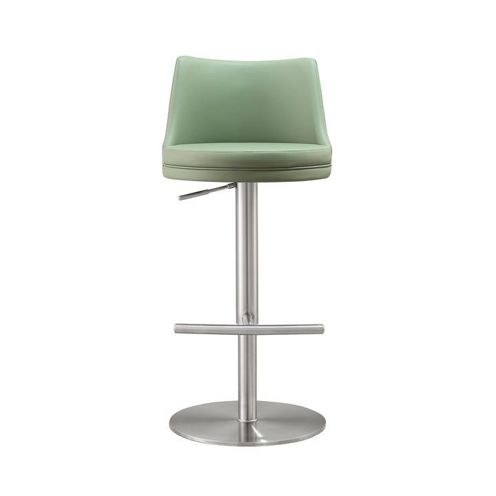 TOV Furniture Reagan Sea Foam Green and Silver Adjustable Stool OTTOMANS, POUFS, + STOOLS