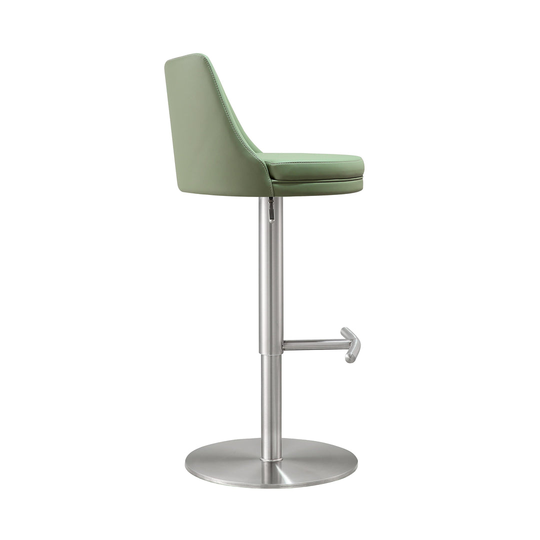 TOV Furniture Reagan Sea Foam Green and Silver Adjustable Stool OTTOMANS, POUFS, + STOOLS