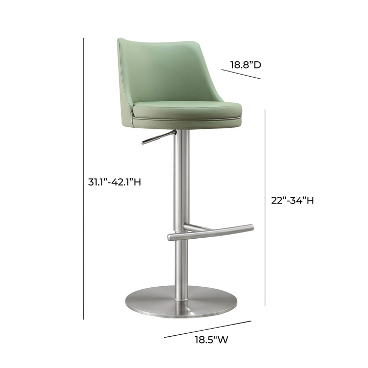TOV Furniture Reagan Sea Foam Green and Silver Adjustable Stool OTTOMANS, POUFS, + STOOLS