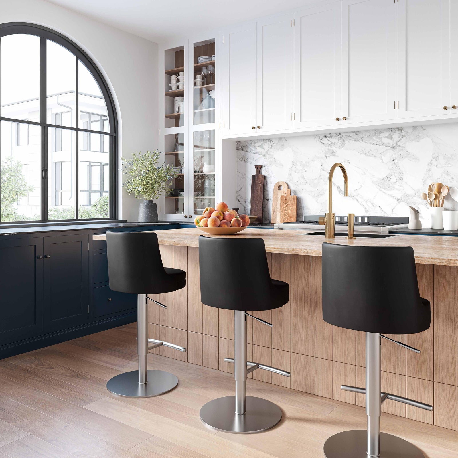 TOV Furniture Reagan Black and Silver Adjustable Stool OTTOMANS, POUFS, + STOOLS