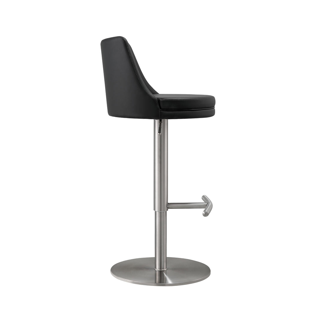 TOV Furniture Reagan Black and Silver Adjustable Stool OTTOMANS, POUFS, + STOOLS