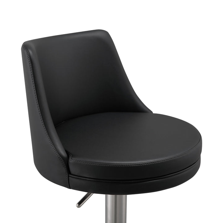 TOV Furniture Reagan Black and Silver Adjustable Stool OTTOMANS, POUFS, + STOOLS