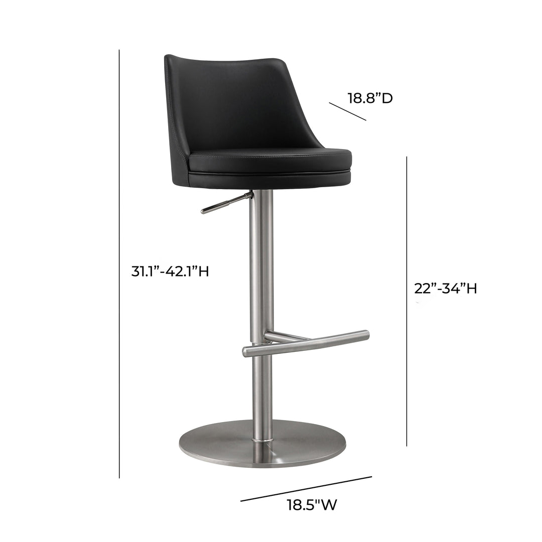 TOV Furniture Reagan Black and Silver Adjustable Stool OTTOMANS, POUFS, + STOOLS