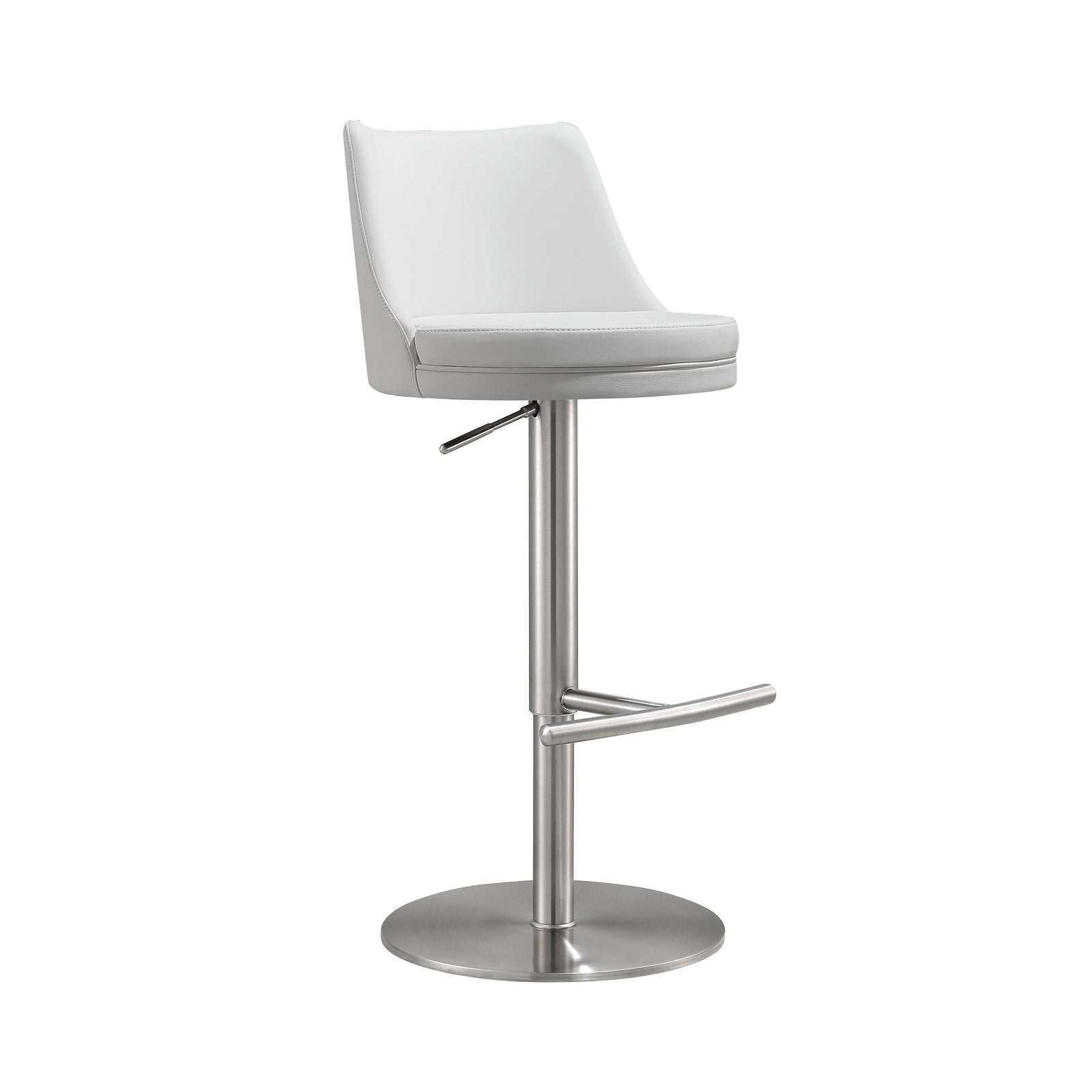 TOV Furniture Reagan White and Silver Adjustable Stool OTTOMANS, POUFS, + STOOLS