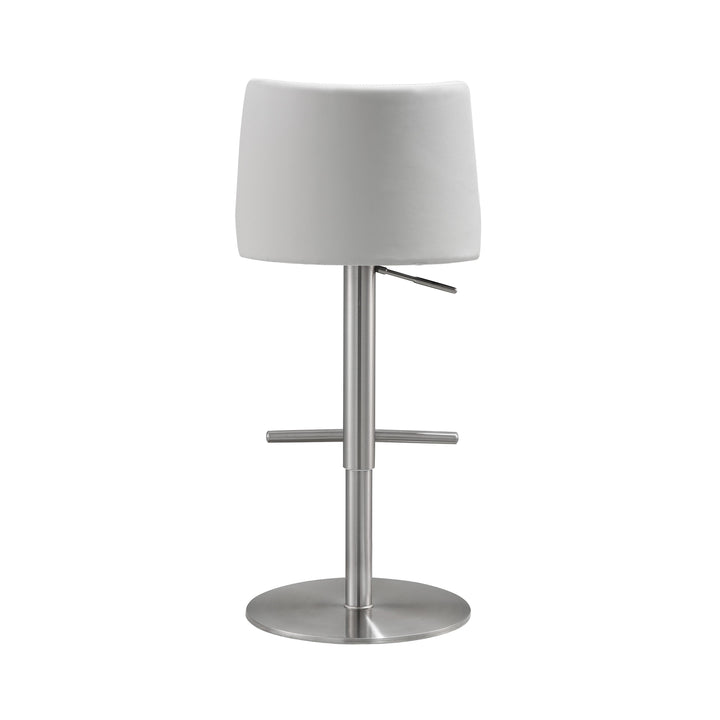 TOV Furniture Reagan White and Silver Adjustable Stool OTTOMANS, POUFS, + STOOLS