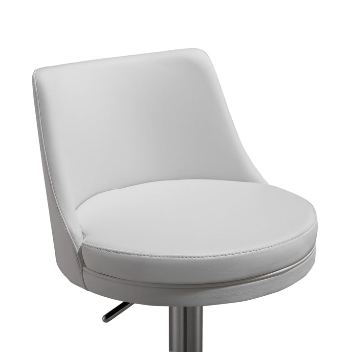 TOV Furniture Reagan White and Silver Adjustable Stool OTTOMANS, POUFS, + STOOLS