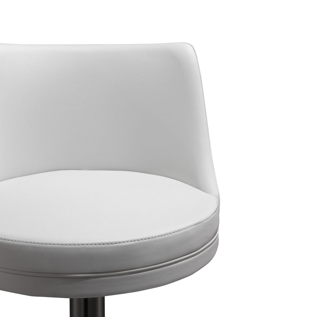 TOV Furniture Reagan White and Silver Adjustable Stool OTTOMANS, POUFS, + STOOLS