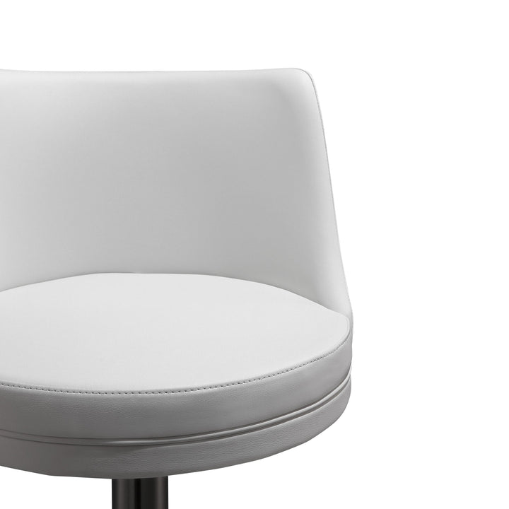 TOV Furniture Reagan White and Silver Adjustable Stool OTTOMANS, POUFS, + STOOLS