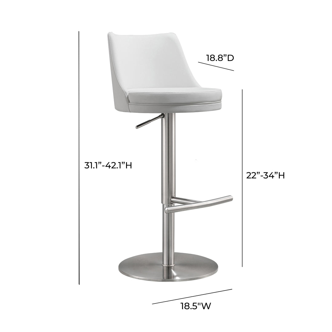 TOV Furniture Reagan White and Silver Adjustable Stool OTTOMANS, POUFS, + STOOLS