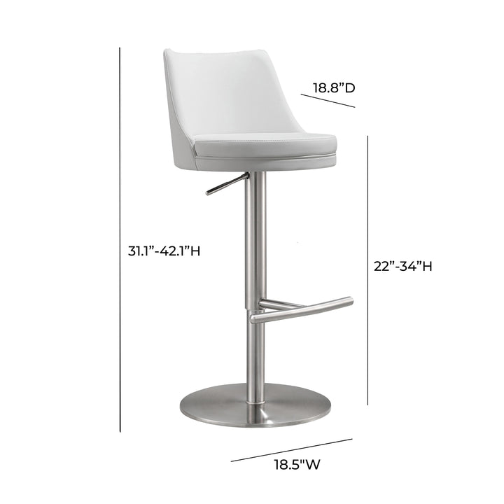 TOV Furniture Reagan White and Silver Adjustable Stool OTTOMANS, POUFS, + STOOLS