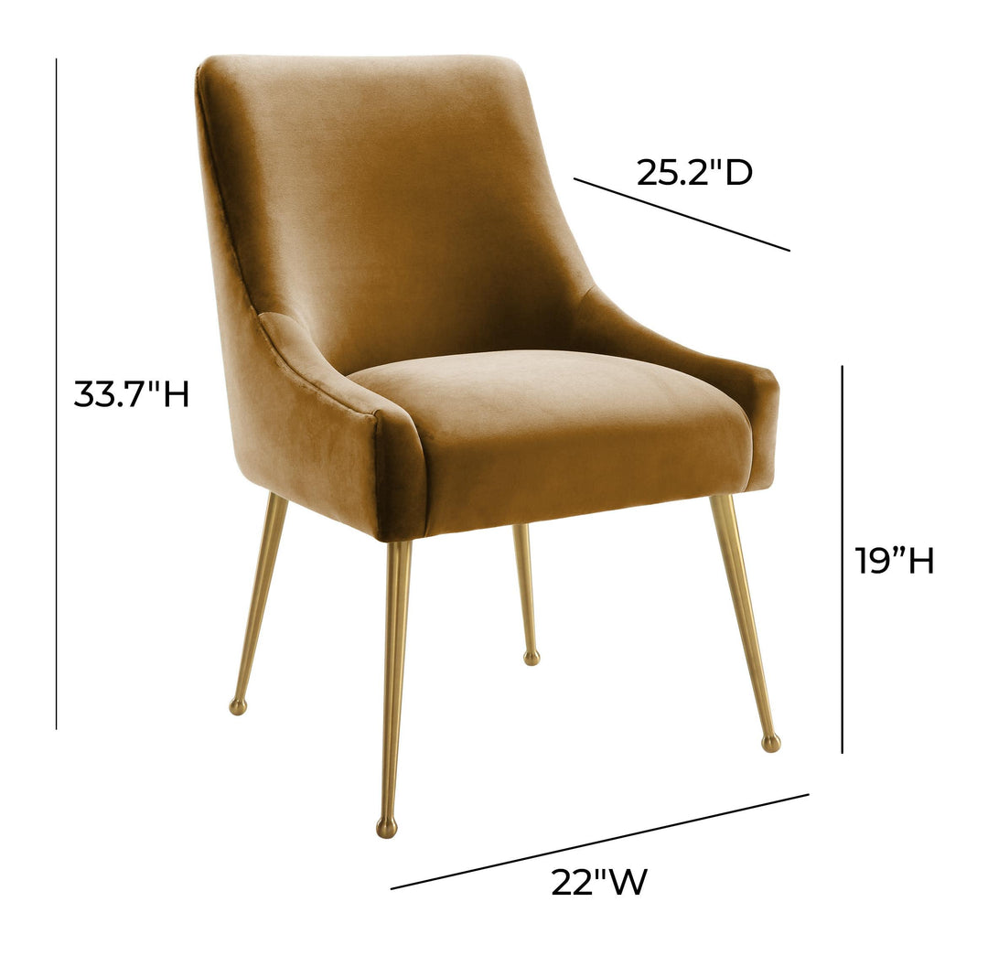 TOV Furniture Beatrix Cognac Velvet Side Chair DINING CHAIRS