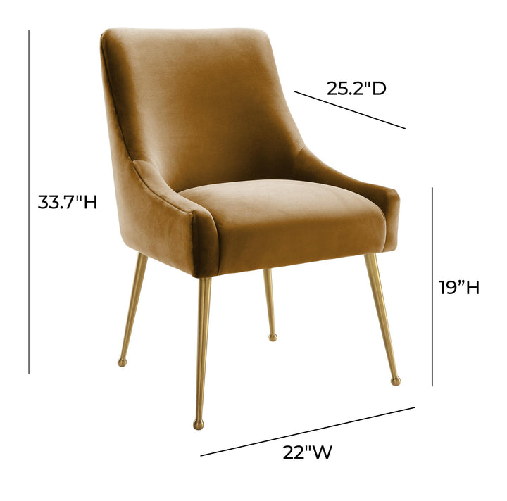 TOV Furniture Beatrix Cognac Velvet Side Chair DINING CHAIRS