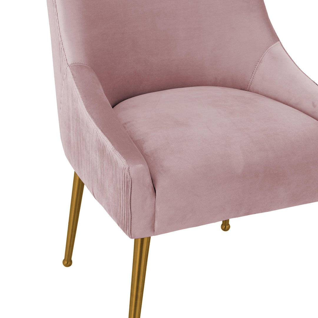 TOV Furniture Beatrix Pleated Mauve Velvet Side Chair DINING CHAIRS