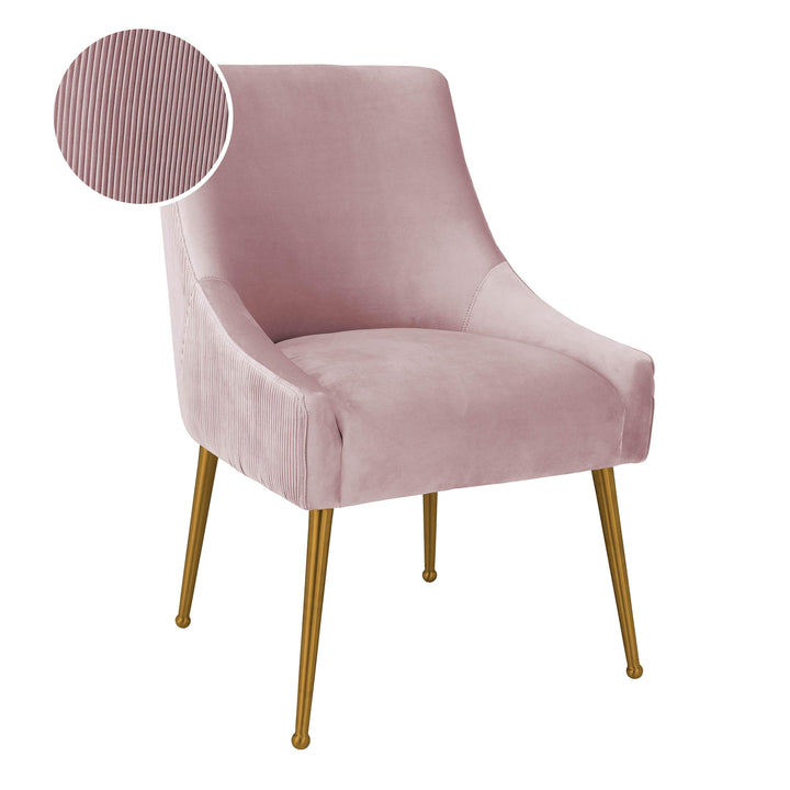 TOV Furniture Beatrix Pleated Mauve Velvet Side Chair DINING CHAIRS
