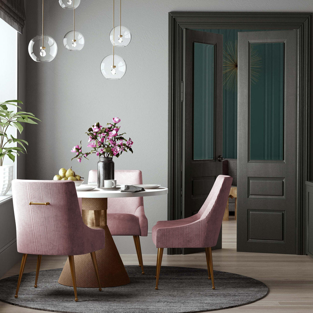 TOV Furniture Beatrix Pleated Mauve Velvet Side Chair DINING CHAIRS