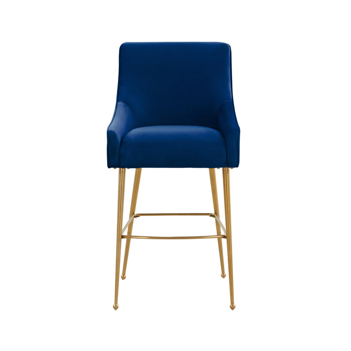 TOV Furniture Beatrix Navy Velvet Counter Stool - Gold Legs OTTOMANS, POUFS, + STOOLS