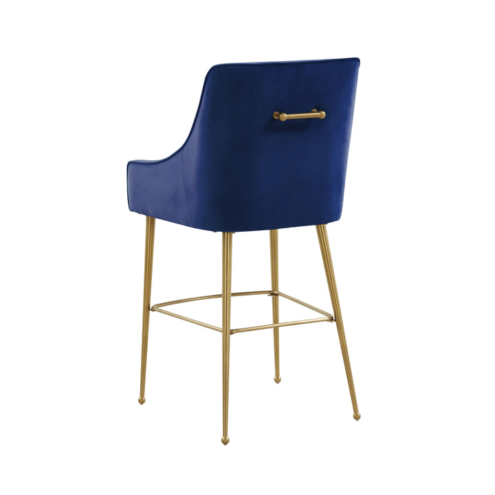 TOV Furniture Beatrix Navy Velvet Counter Stool - Gold Legs OTTOMANS, POUFS, + STOOLS